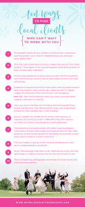10 ways to find local clients for your photography business! love, the sparkle society