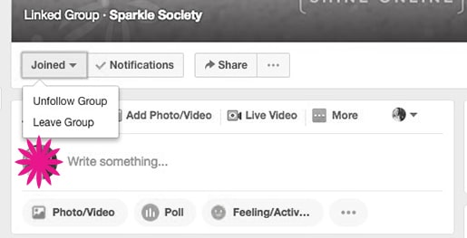 facebook groups follow settings sparkle society