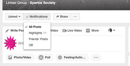 facebook group notifications sparkle society