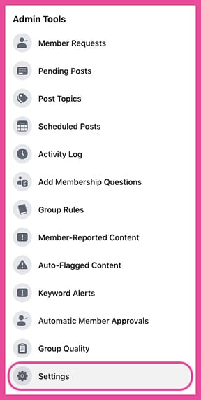 Facebook Group Settings in BETA