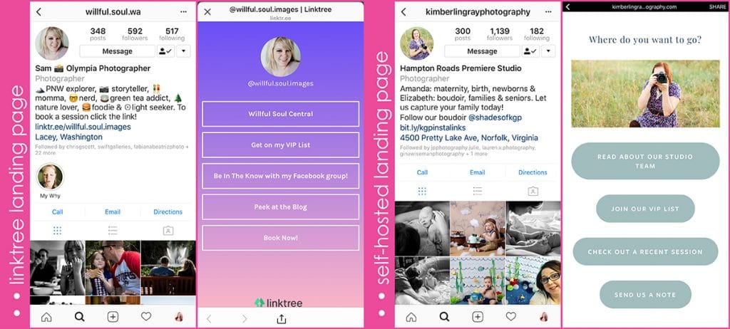 instagram bio website examples